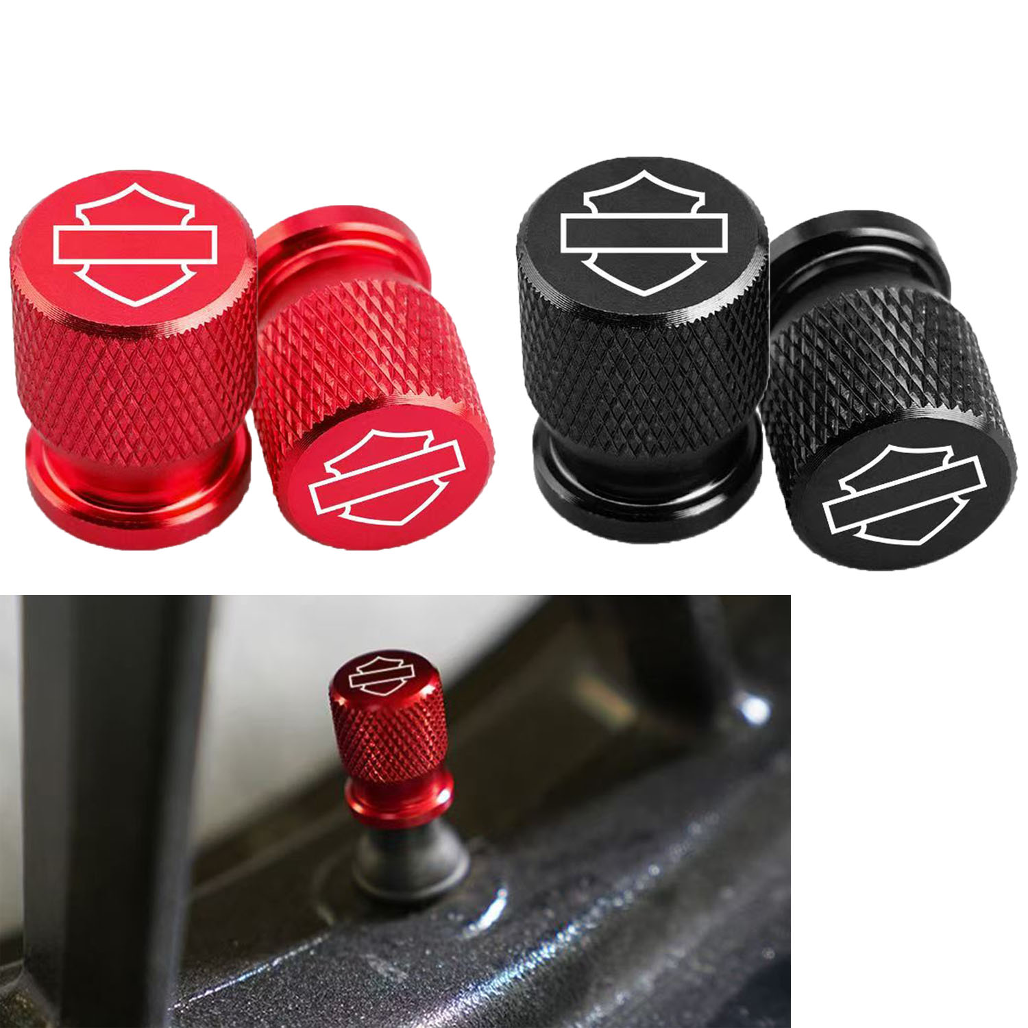 Motorcycle Valve Cover - ฝาปิดวาล์วลมยางรถจักรยานยนต์และรถยนต์ ทำจากอลูมิเนียมอัลลอยด์ กันน้ำ กันฝุ่น สำหรับ Harley